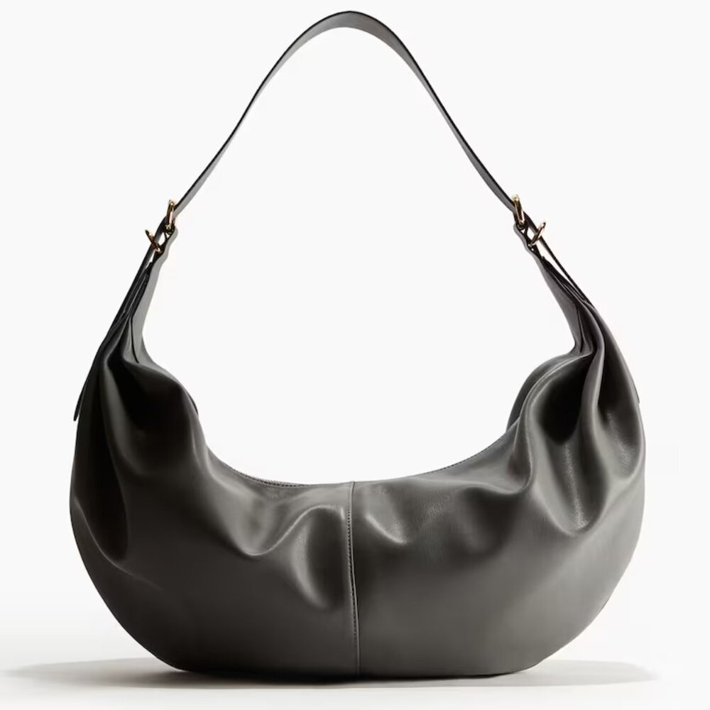 Oversized Gray Slouchy Rounded Shoulder / Crossbody Bag, H&M, NWT - Picture 2 of 12